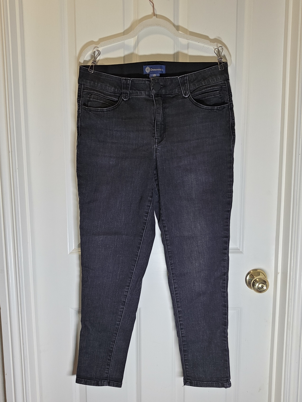 Democracy Dark Charcoal Mid-Rise Straight Leg Jeans